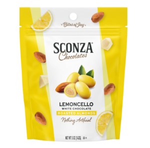 Sconza Lemoncello White Chocolate Almonds 5oz Peg Bags 6ct